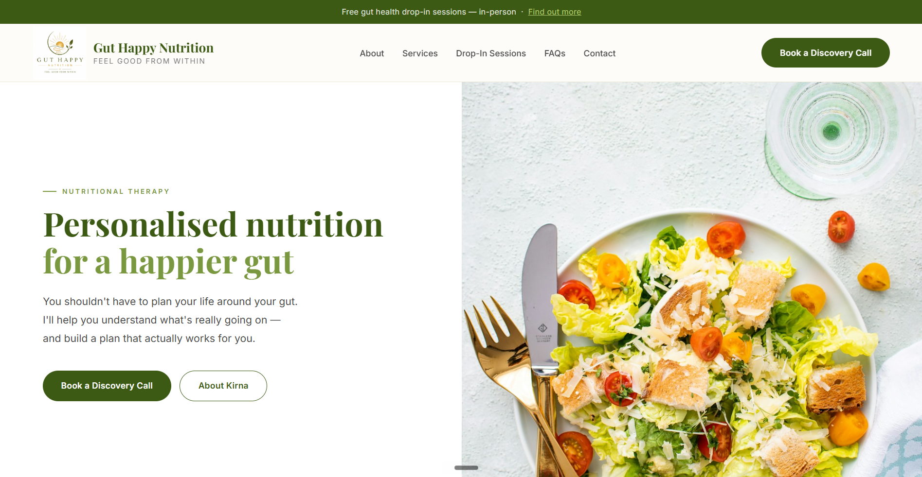 Gut Happy Nutrition website