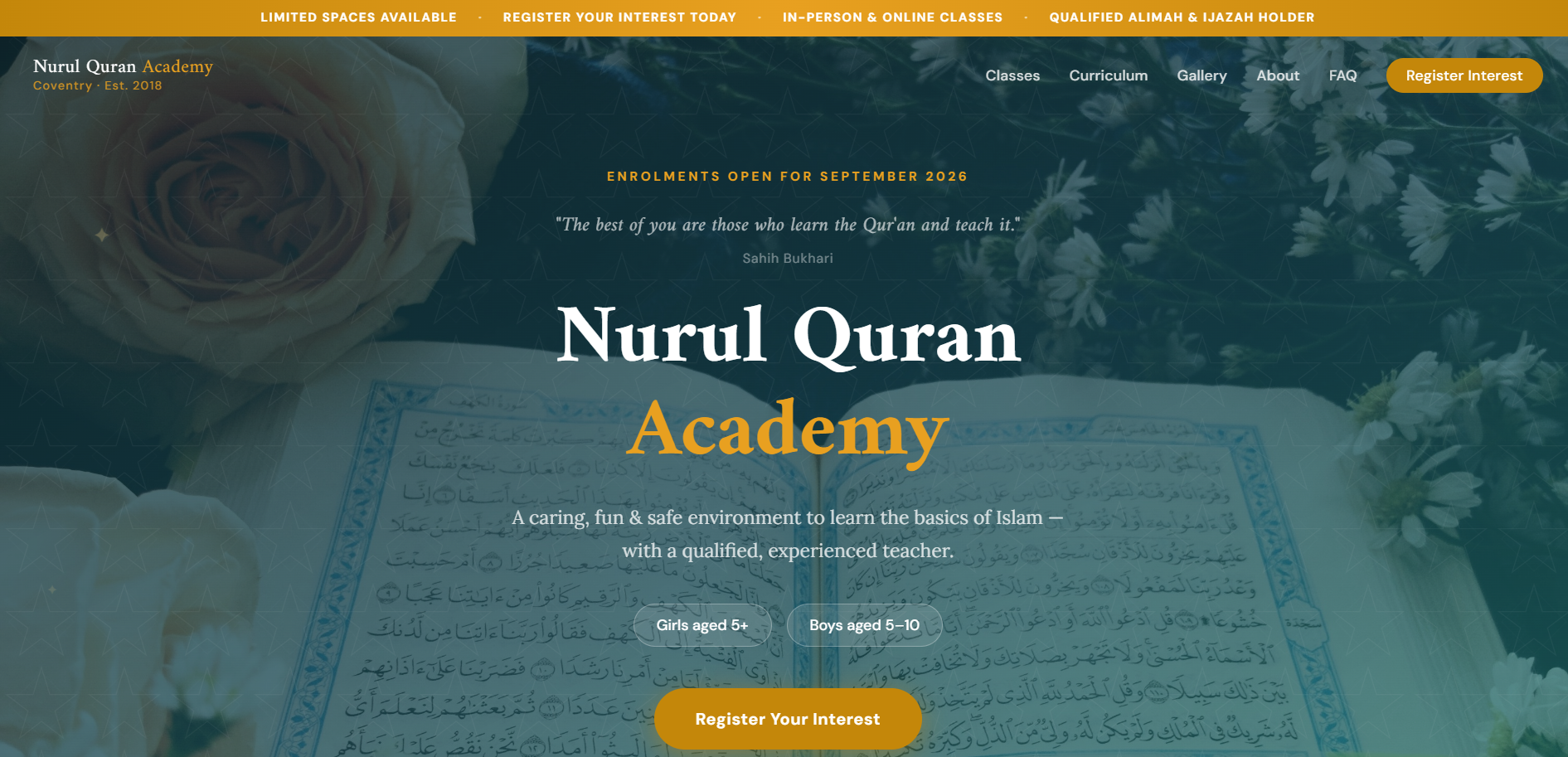 Nurul Quran Academy website
