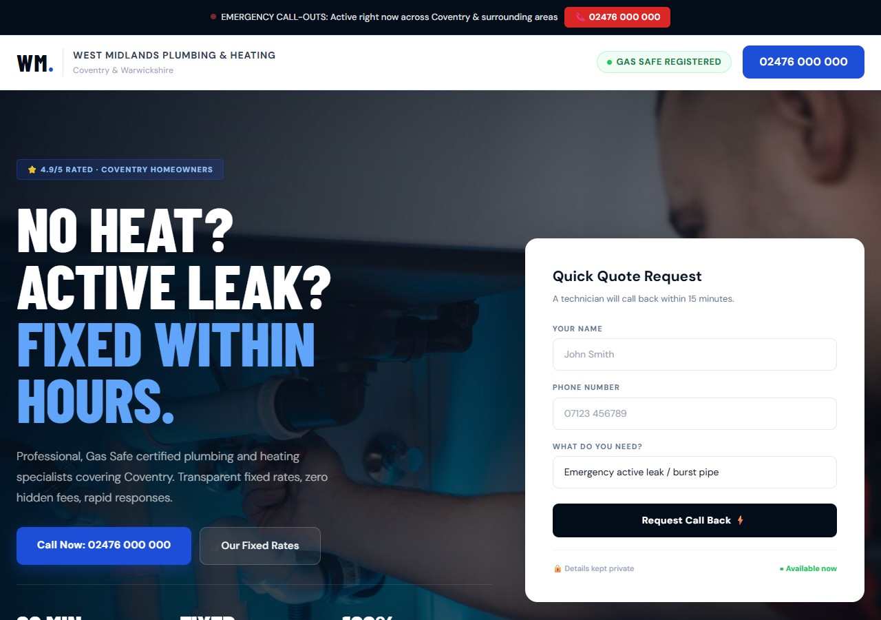 West Midlands Plumbing & Heating website